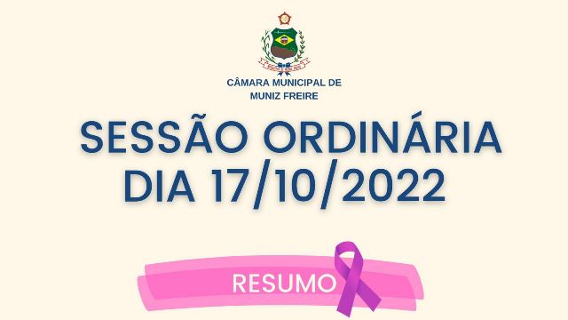 Sessão Ordinária do dia 17/10/2022